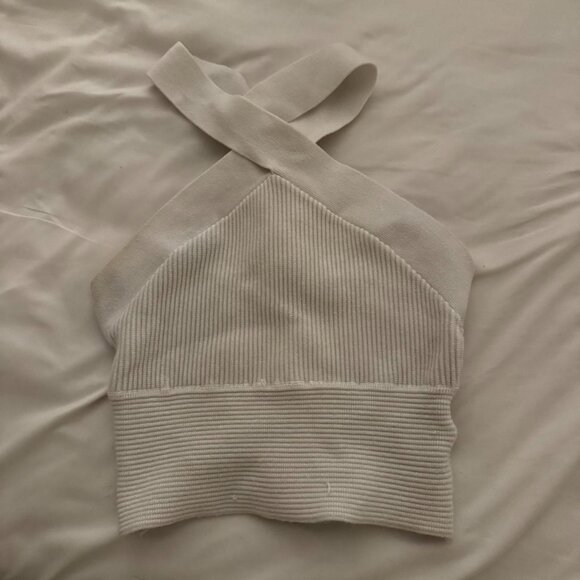 Women's White and Cream Crop-top - Picture 1 of 3
